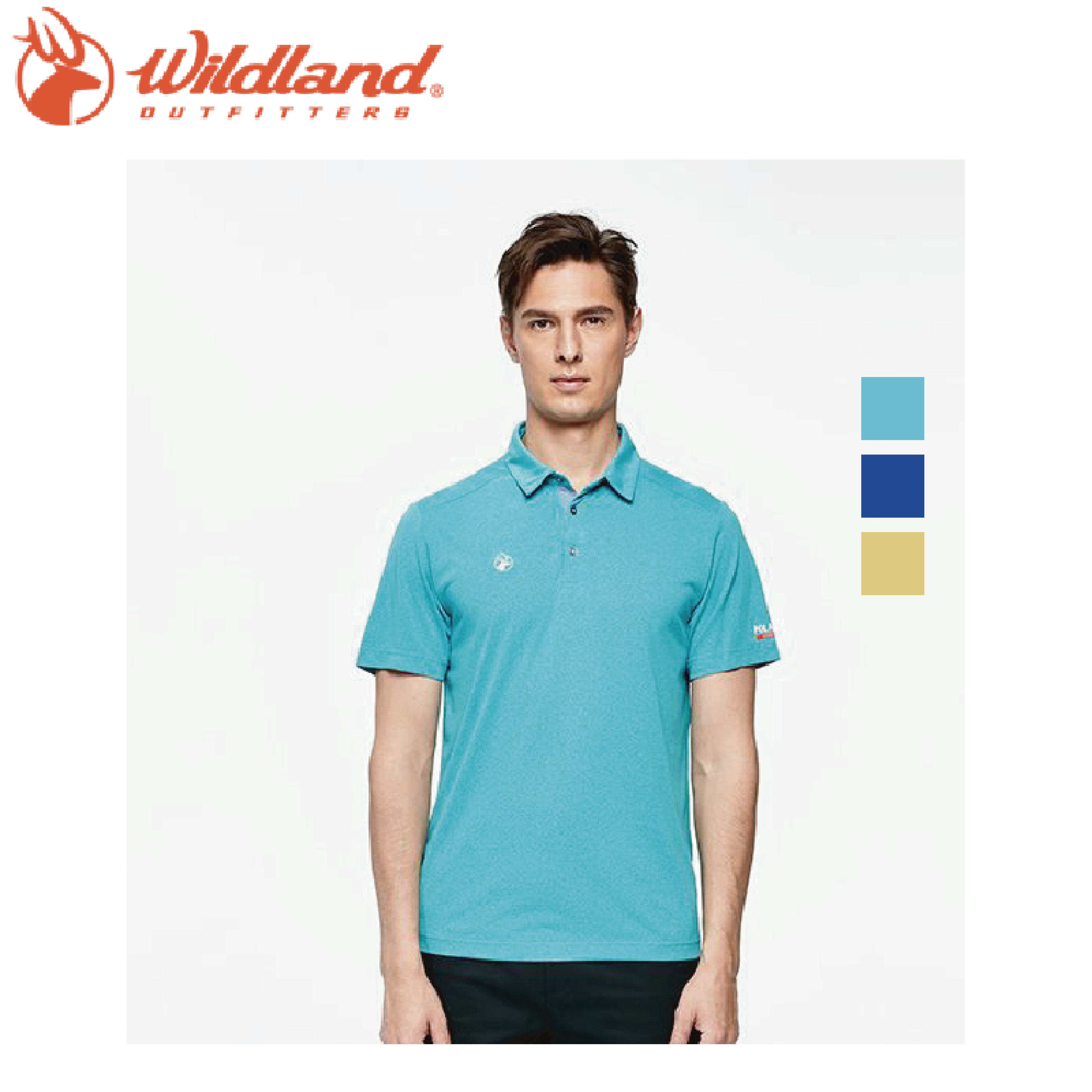 Wildland 荒野 男POLARTEC雙色抗UV排汗衫 110冰河藍、128閃電藍、34黃 登山/旅遊/戶外/休閒 10WP1616
