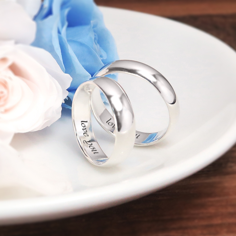 圓弧銀戒 對戒組 【寬版+寬版】 925純銀戒指 情侶對戒 刻字訂製