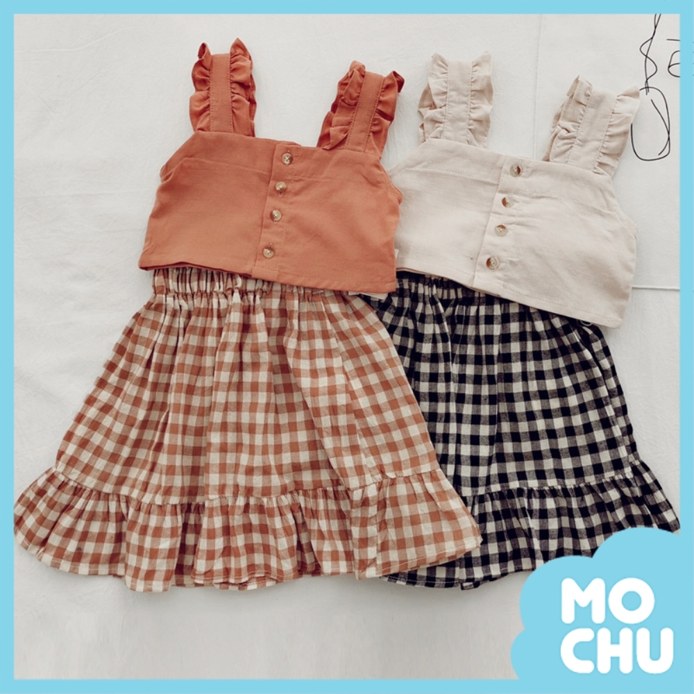 格子短款上衣+半身裙套裝(兩色)