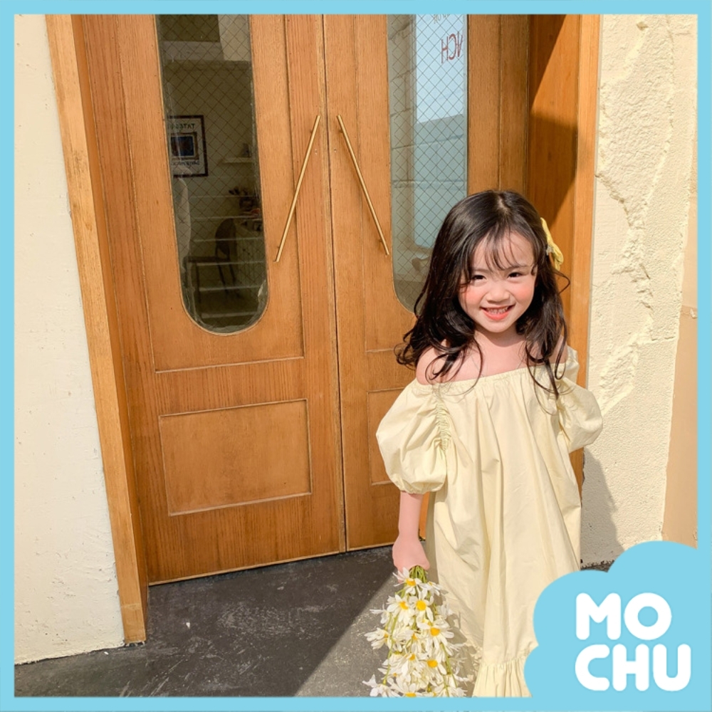 一字肩泡泡袖連衣裙(兩色)