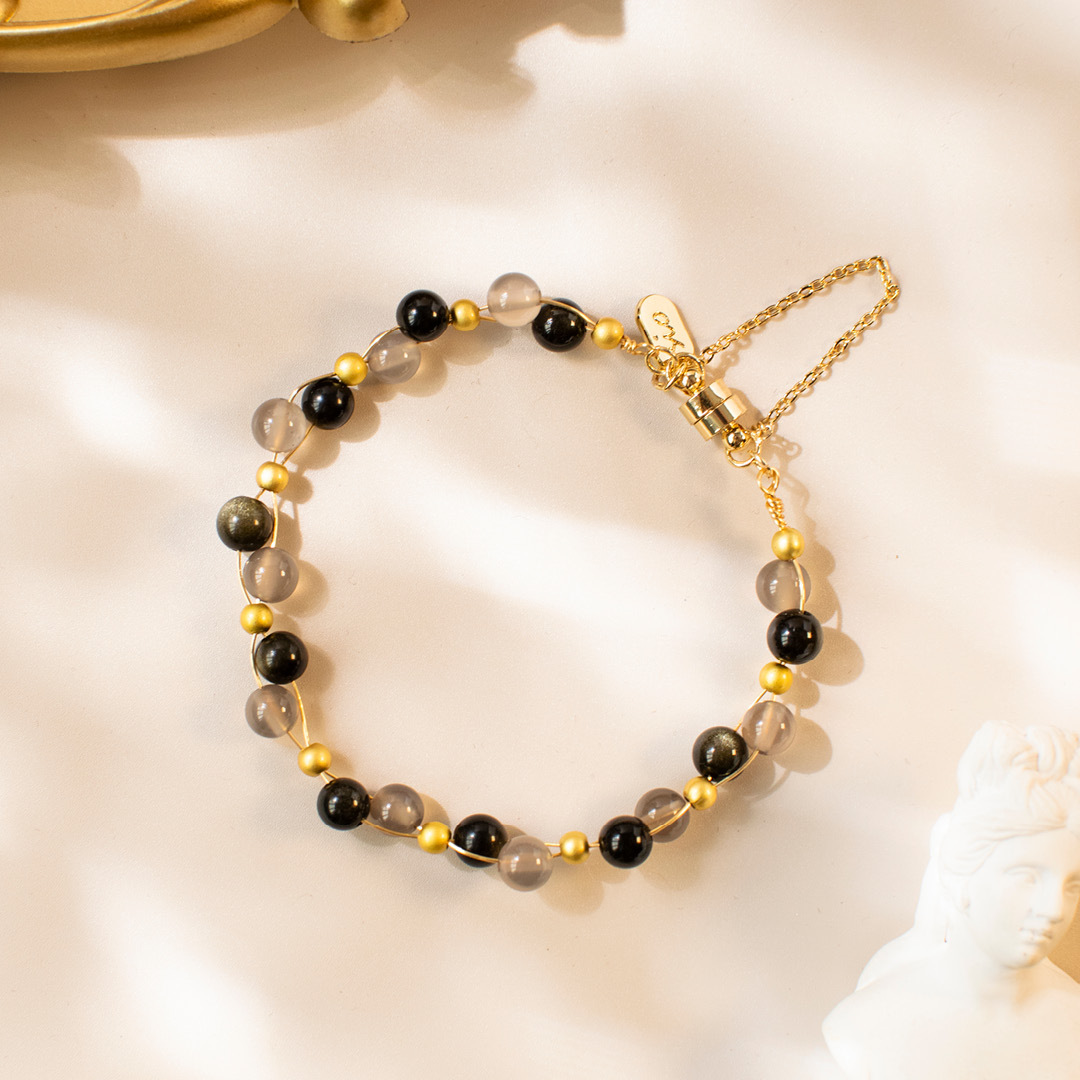 水晶手鍊【逐夢-正向心態】金曜石灰瑪瑙手鍊