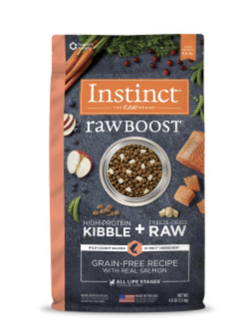 INSTINCT®  RAW BOOST 系列無穀凍乾三文魚狗乾糧 4LB