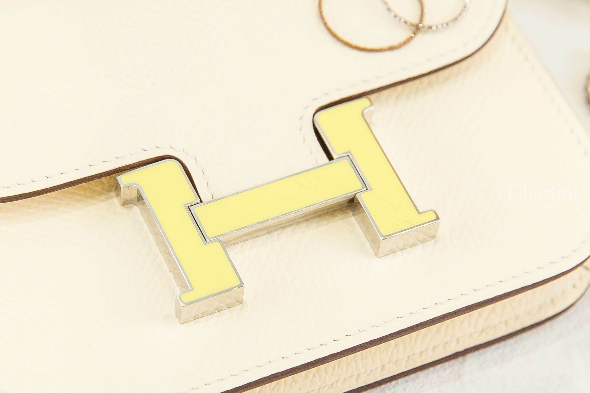Hermès Constance Slim Wallet I2 Nata / 9R Lime Epsom 奶油白萊姆黃琺瑯釦短夾