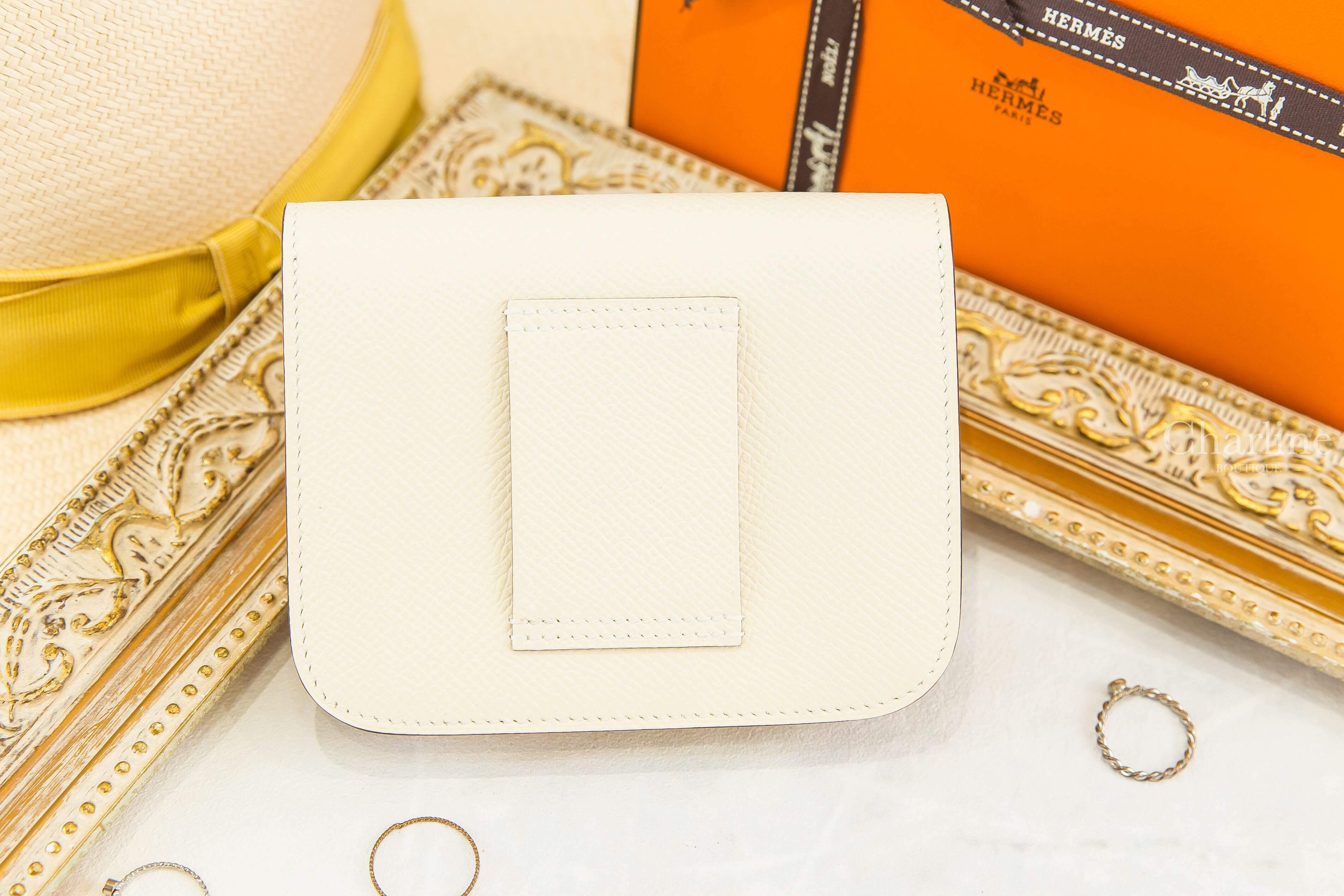 Hermès Constance Slim Wallet I2 Nata / 9R Lime Epsom 奶油白萊姆黃琺瑯釦短夾-Charline Boutique 精品代購
