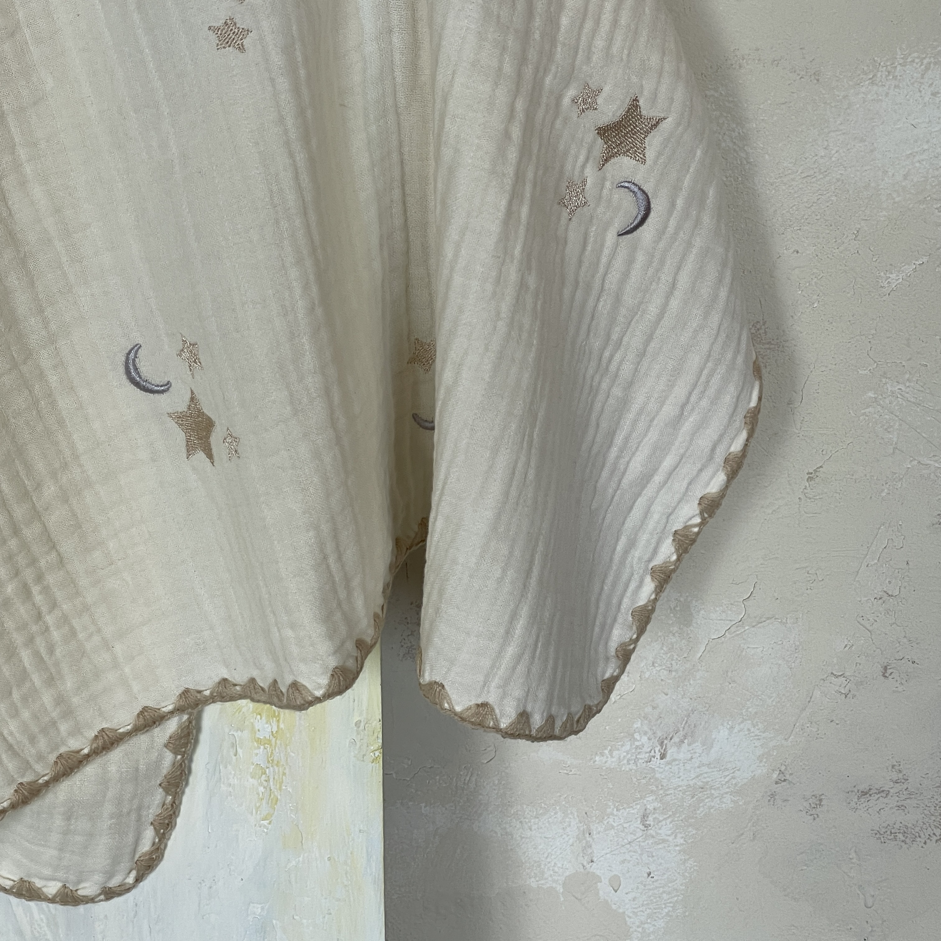 3層紗刺繡毯/雙星月