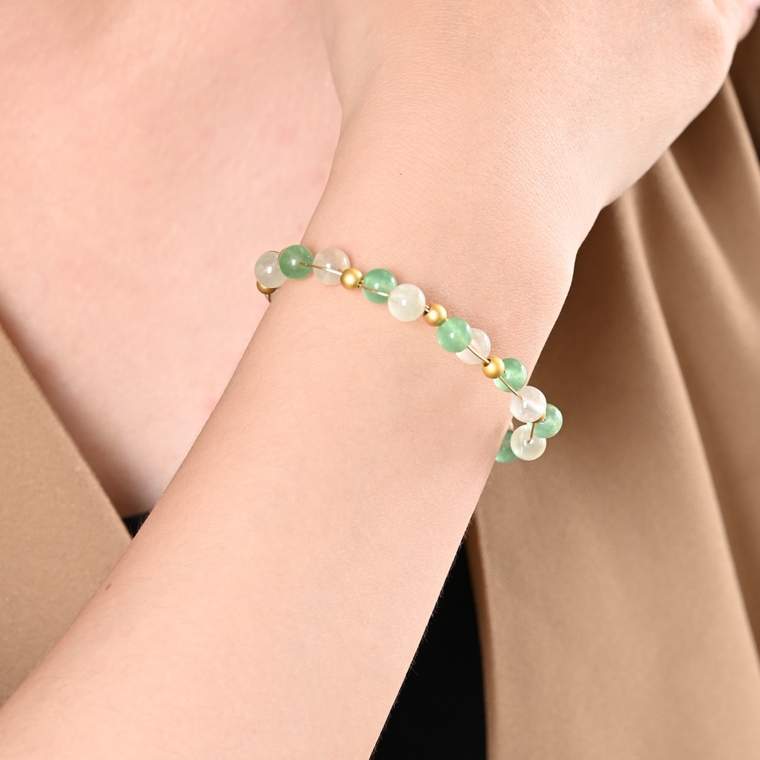水晶手鍊【逐夢-財源滾滾】綠東陵葡萄石手鍊