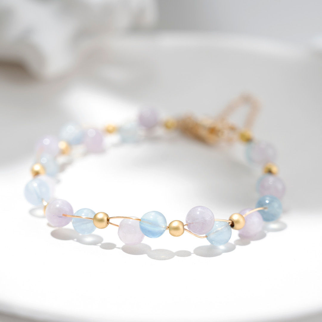 水晶手鍊【逐夢-健康穩定】海藍寶紫水晶手鍊