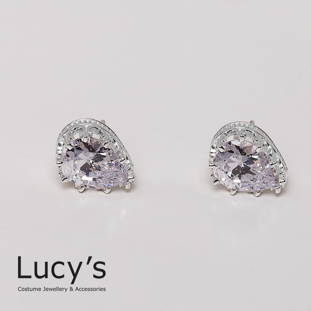 925純銀 水滴鋯石 耳環 (二色) (18532/100958)