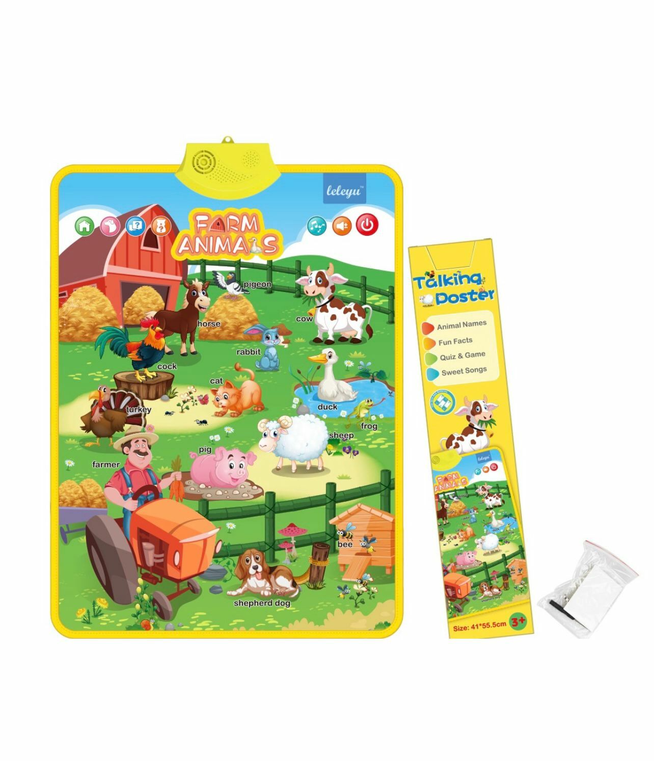 幼兒早教啟蒙學習有聲學Farm Animals 英文點讀掛圖