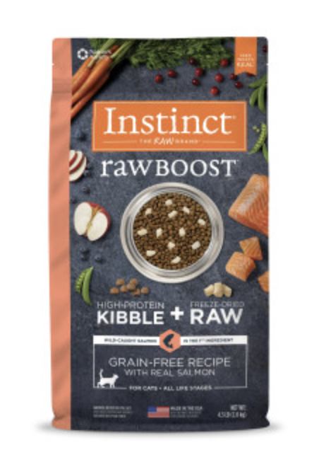 INSTINCT® RAW BOOST 系列無穀凍乾生肉粒三文魚全貓糧 4.5LB (EXP:2024/4/26)