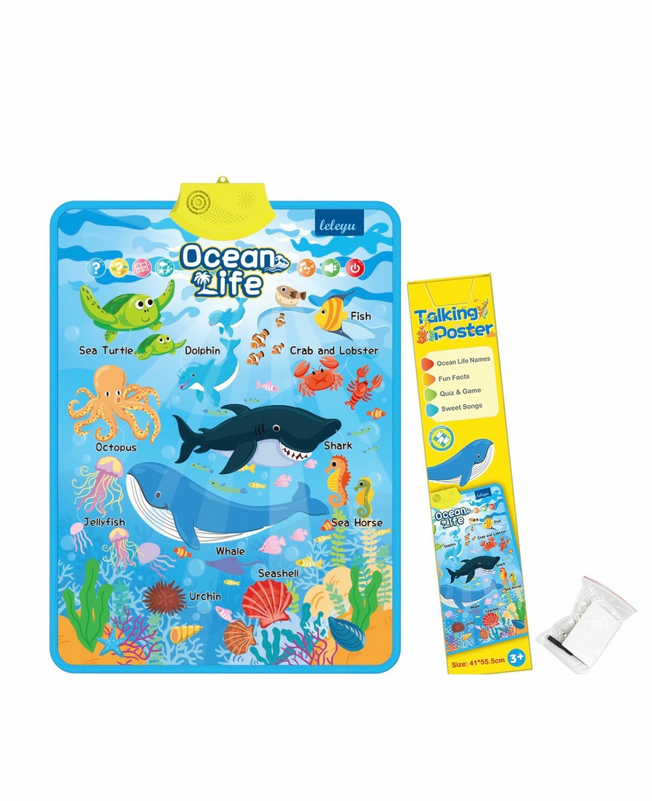 幼兒早教啟蒙學習有聲學Ocean Life 英文點讀掛圖