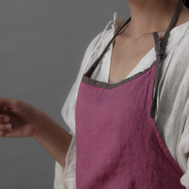 Lino e Lina 米拉廚房亞麻長圍裙 紫紅