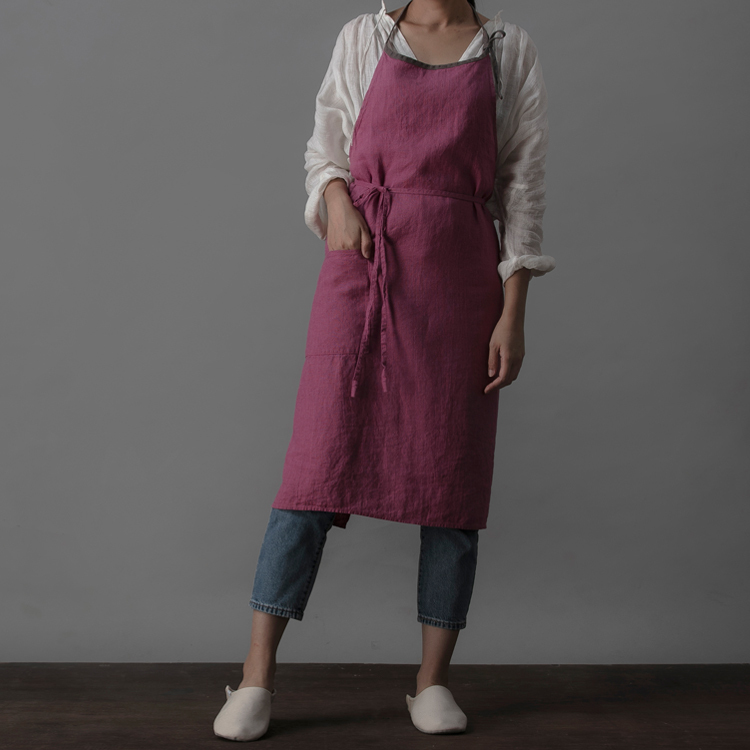 Lino e Lina 米拉廚房亞麻長圍裙 紫紅