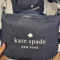 [S] KATE SPADE K6099 SHOULDER BAG CHERRY EMBROIDERED DENIM, BLUE MULTI, 196021024627 (SKS156)