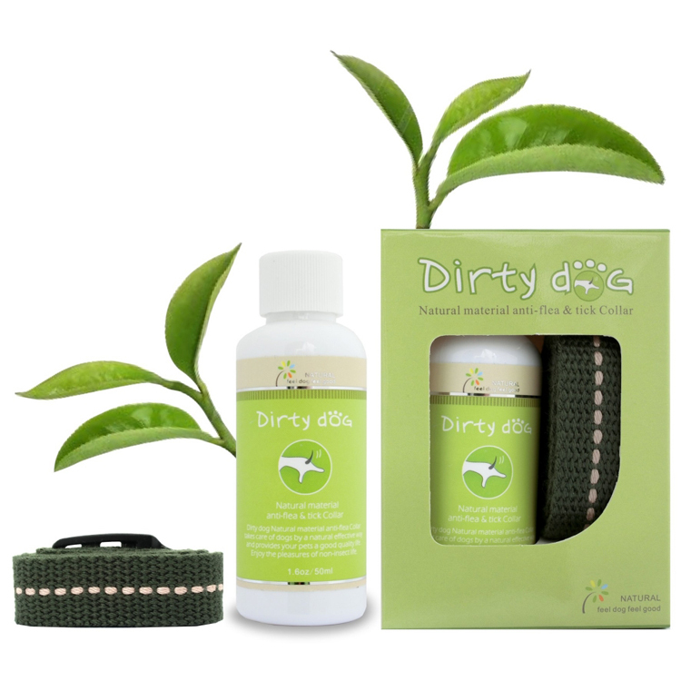 Dirty Dog 純天然除蚤驅蟲項圈組配棉項圈 (藍色, 綠色, 紫色, 紅色) (50ml)