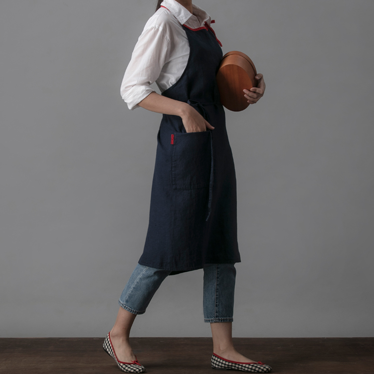 Lino e Lina 米拉廚房亞麻長圍裙 藏青