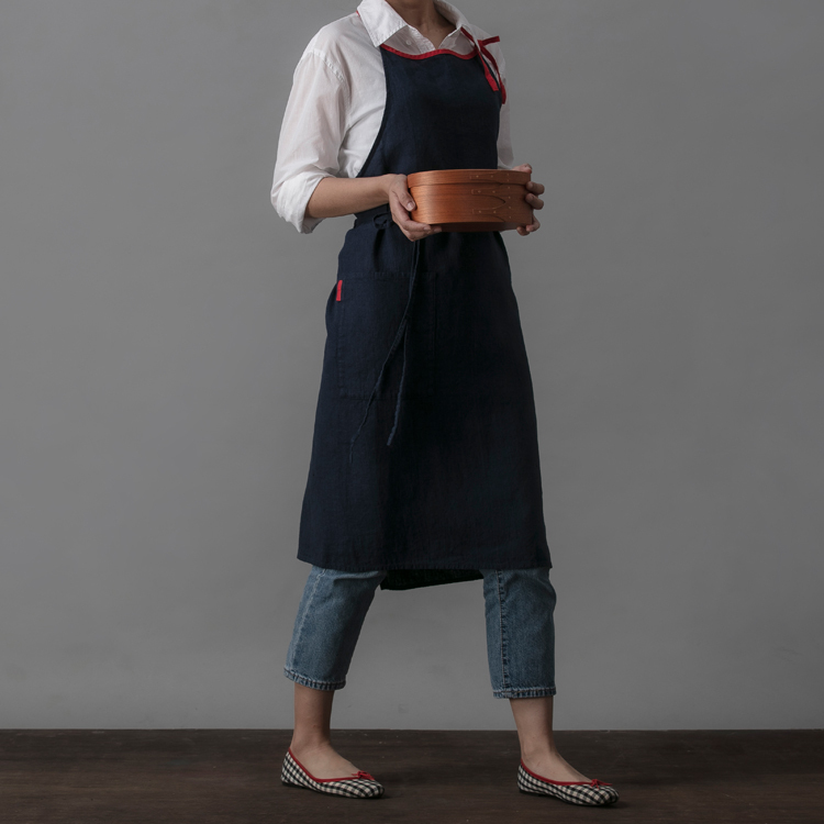 Lino e Lina 米拉廚房亞麻長圍裙 藏青