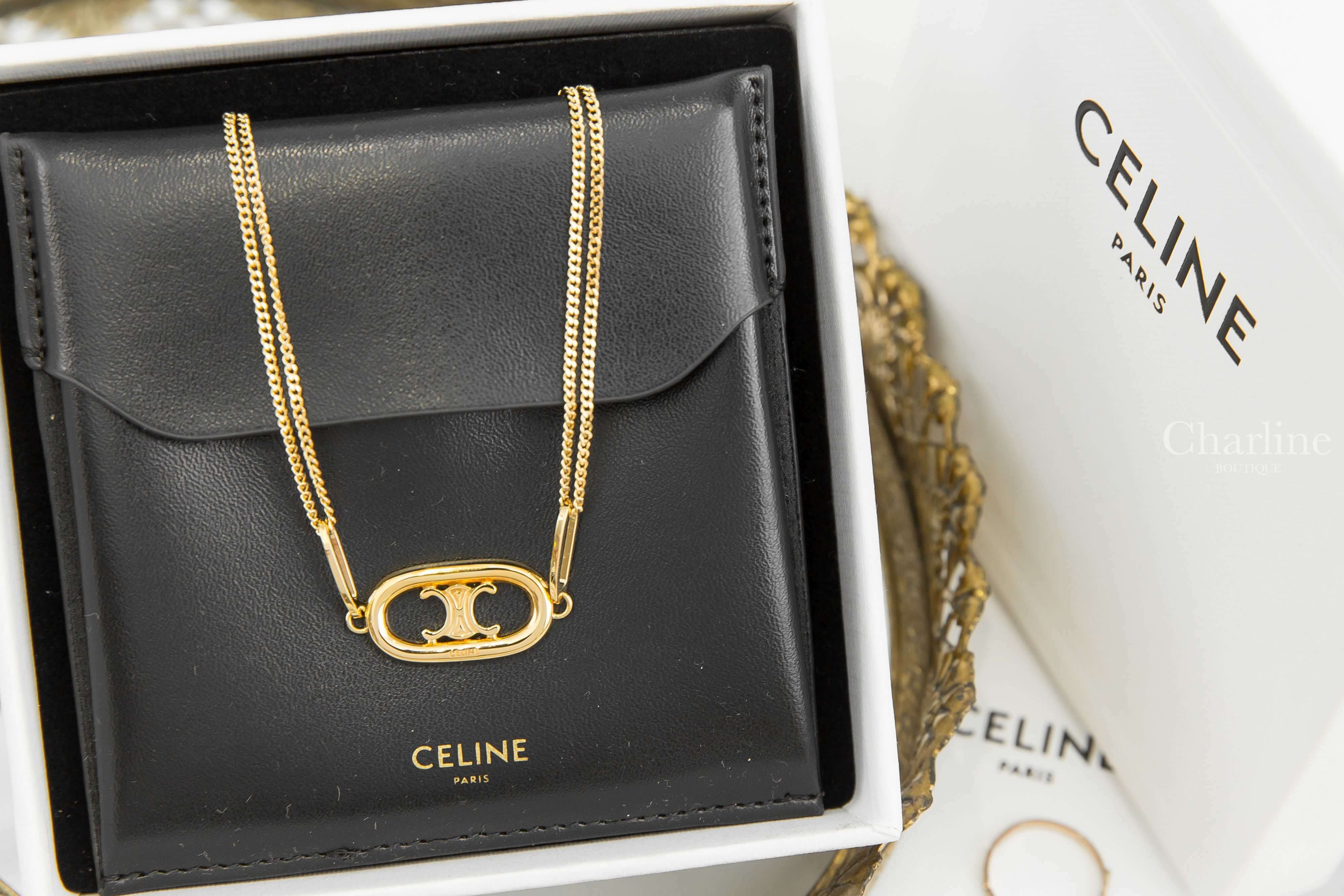Celine Maillon Triomphe Necklace In Gold Brass 金色橢圓簍空凱旋門項鍊