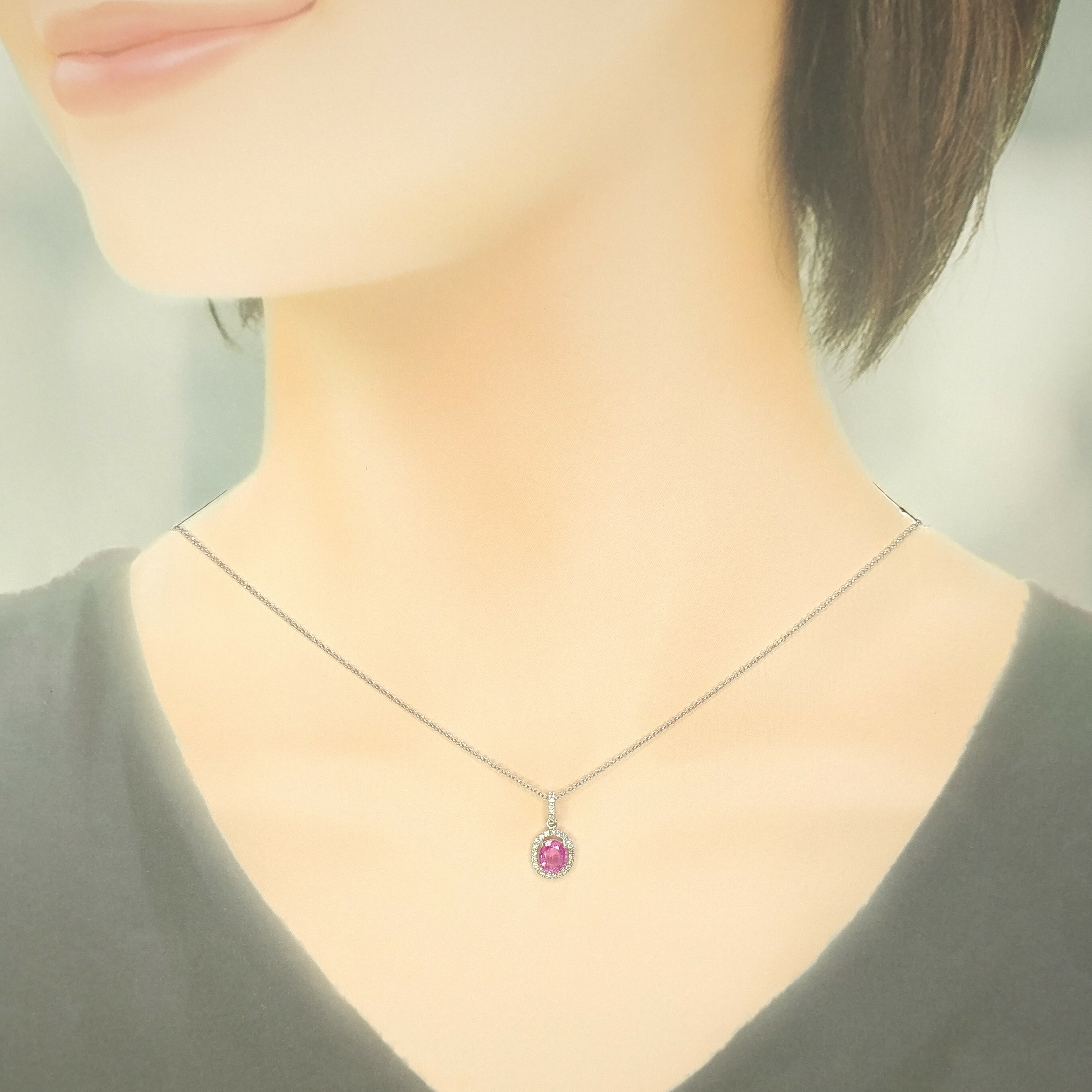 18K White Gold 0.78ct Sapphire and Diamond Pendant