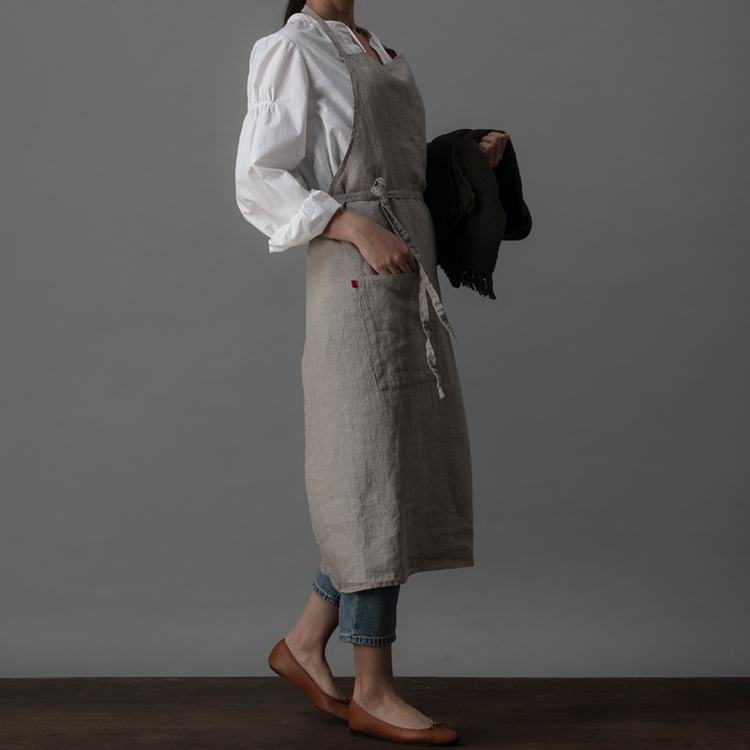Lino e Lina 曼儂村莊亞麻長圍裙 原色