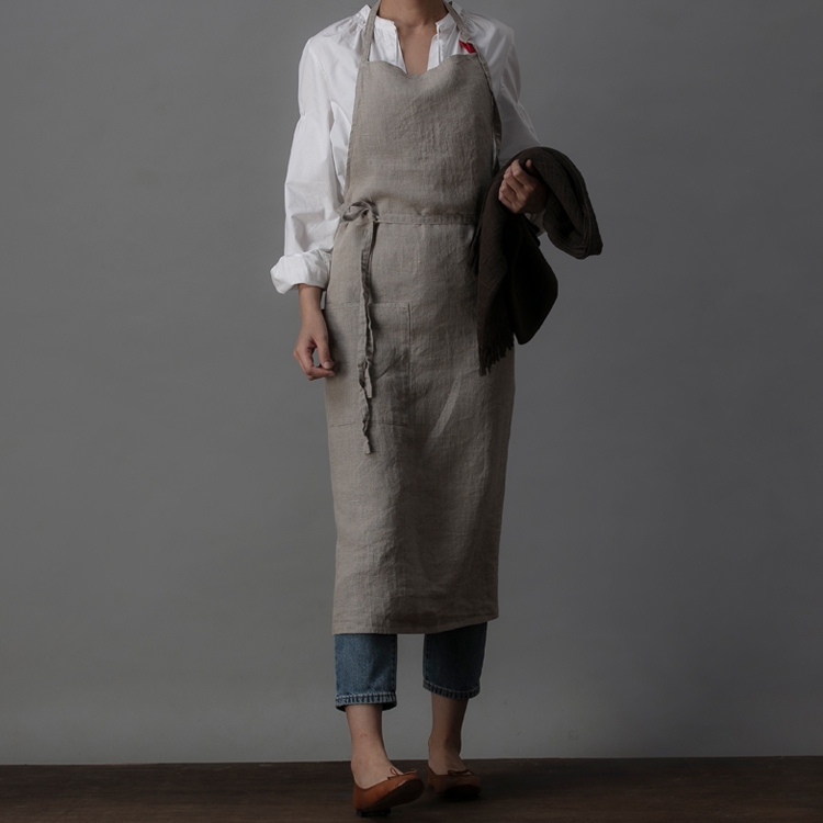 Lino e Lina 曼儂村莊亞麻長圍裙 原色