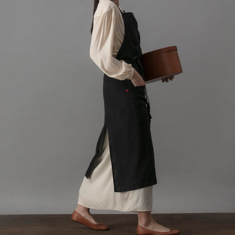 Lino e Lina 曼儂村莊亞麻長圍裙 暮黑