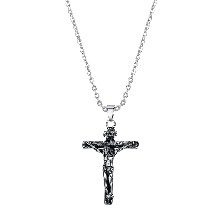 白鋼項鍊，男士項鍊 耶穌十字架；Crucifixion of Jesus耶穌受難（0153）
