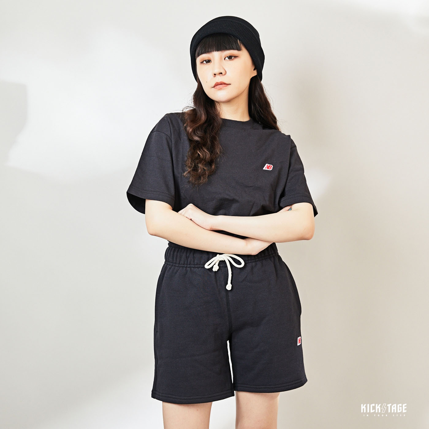 **特價商品售出不退換**男女款 NEW BALANCE SUIT made in USA 美製 黑色 藍色 復古 刺繡 重磅 短T【MT21543BK】棉短褲【MS21548BK】MIU MIUSA NBSUIT