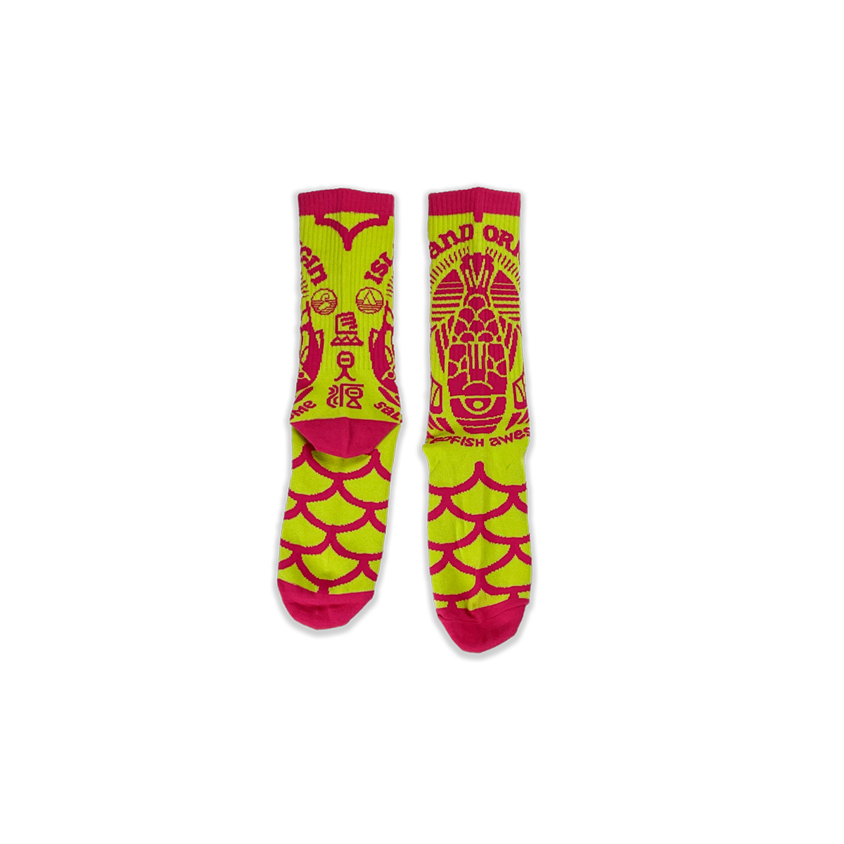 島人源鹹魚系列 鹹魚乜乜襪襪 - 螢光黃