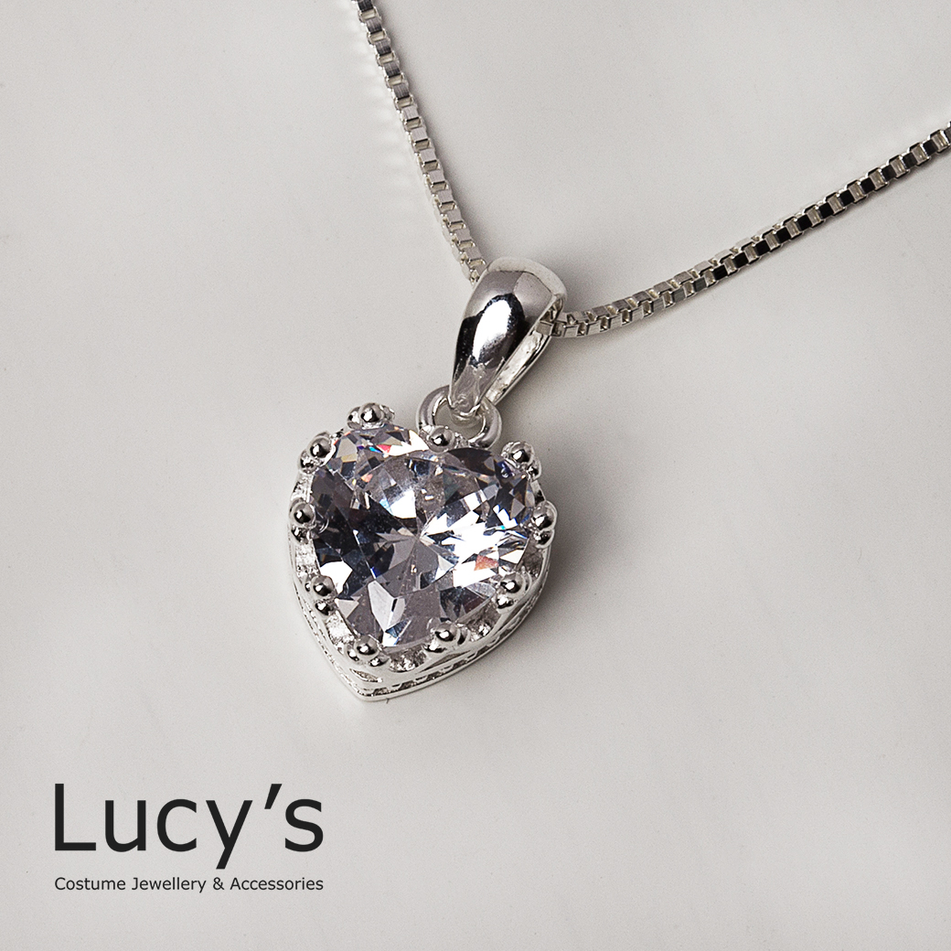 925純銀 愛心鋯石 項鍊 (二色) (18524/100965)