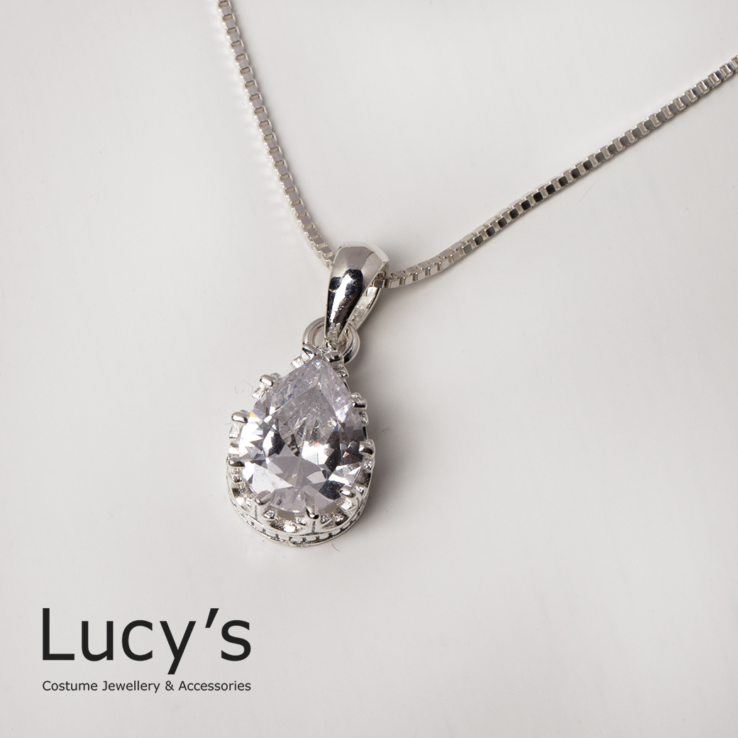 925純銀 水滴鋯石 項鍊 (二色) (18525/100963)