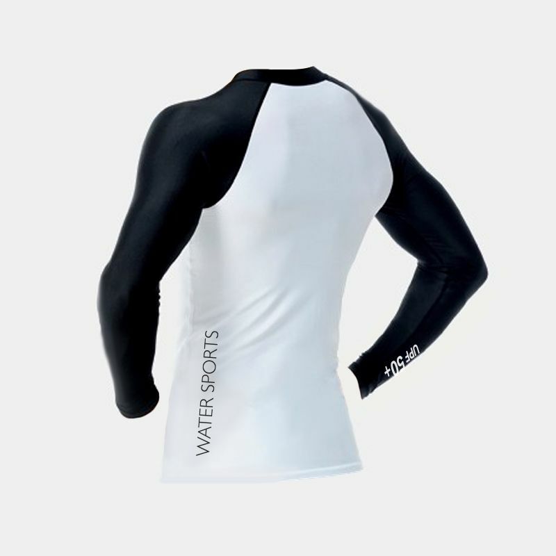 中性拼色拉鍊游泳防曬夾克 - 白/黑