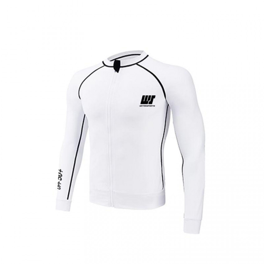 中性 LOGO 拉鍊游泳防曬夾克 - 白