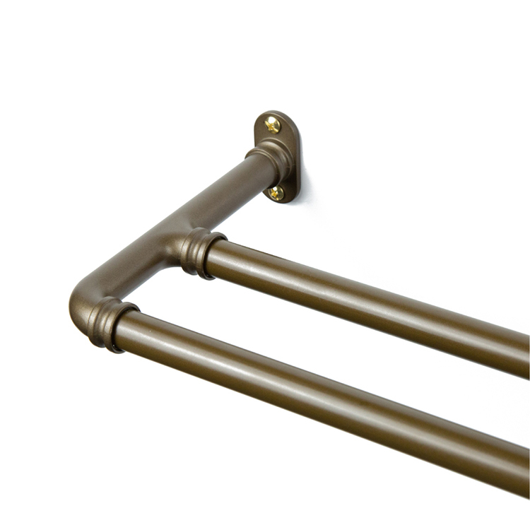 15.7mm│復古工業│雙層│伸縮窗簾桿架│2尺寸│4色