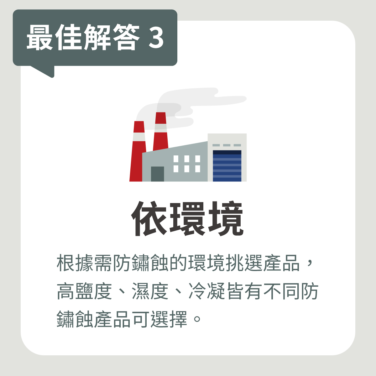 依環境挑選防鏽蝕產品