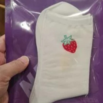 [S] NERDY STAWBERRY 2WAY SOCKS,WHITE, 8809784480299 (SN16)