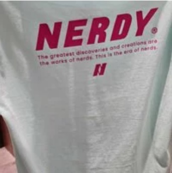 [S] NERDY BACK SLOGAN 1/2 SLEEVE T-SHIRT,MINT, PNEU22KG03120 (SN25)