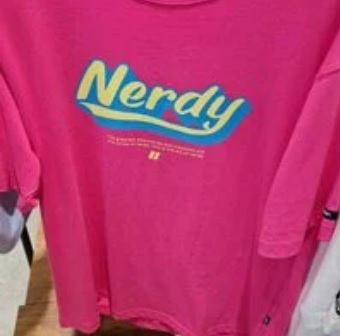 [S] NERDY VARSITY 1/2 SLEEVE T-SHIRT,HOT PINK, PNEU22KG05280 (SN28)