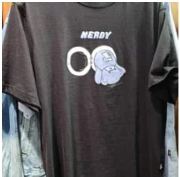 [S] NERDY NEDDY LAUNDRY 1/2 SLEEVE T-SHIRT,BLACK, PNEU22KG08010 (SN33)