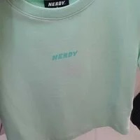[S] NERDY W'S CROPPED NY 1/2 SLEEVE T-SHIRT, MINT, PNES22KG11120 (SN37)