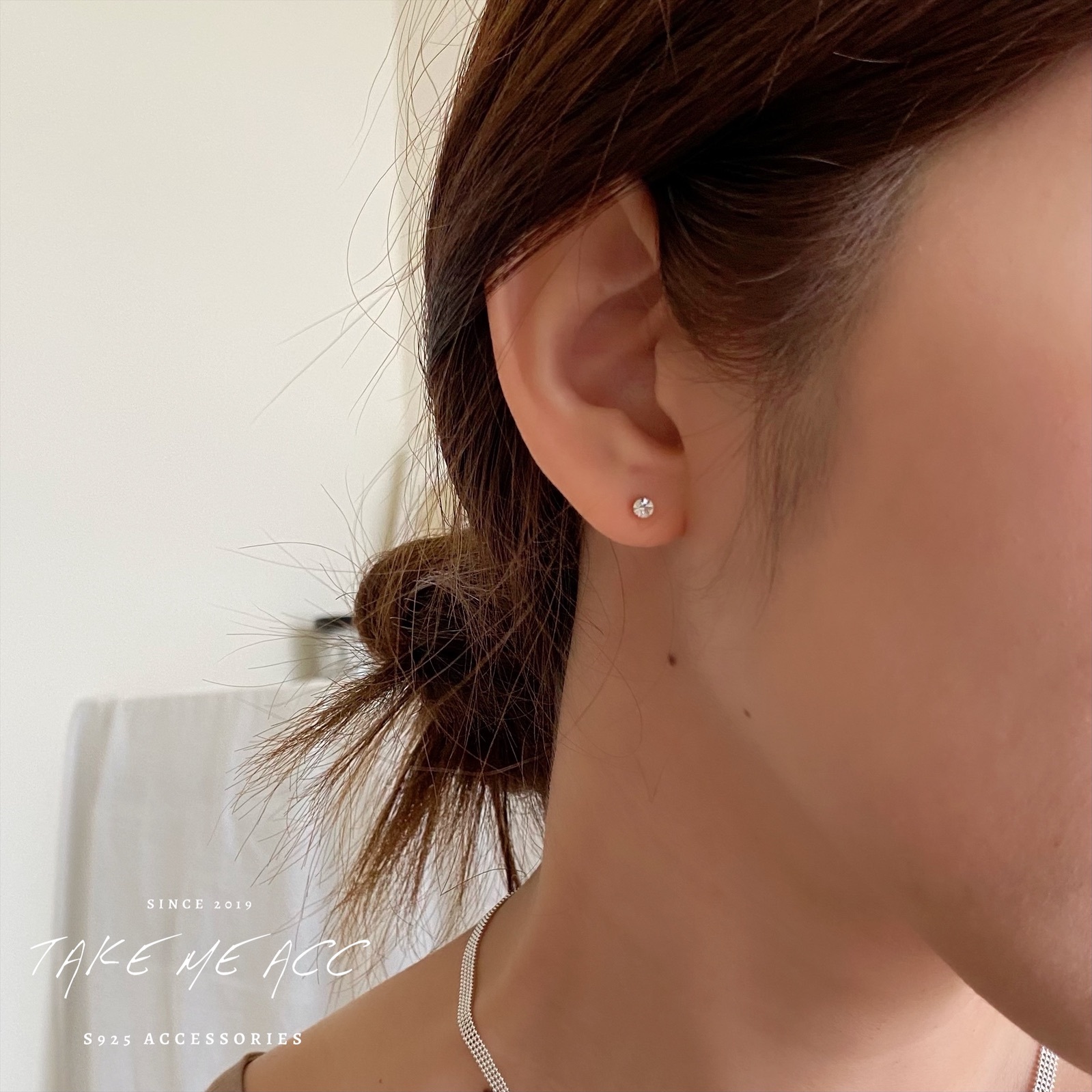 基本單鑽｜全純銀耳環