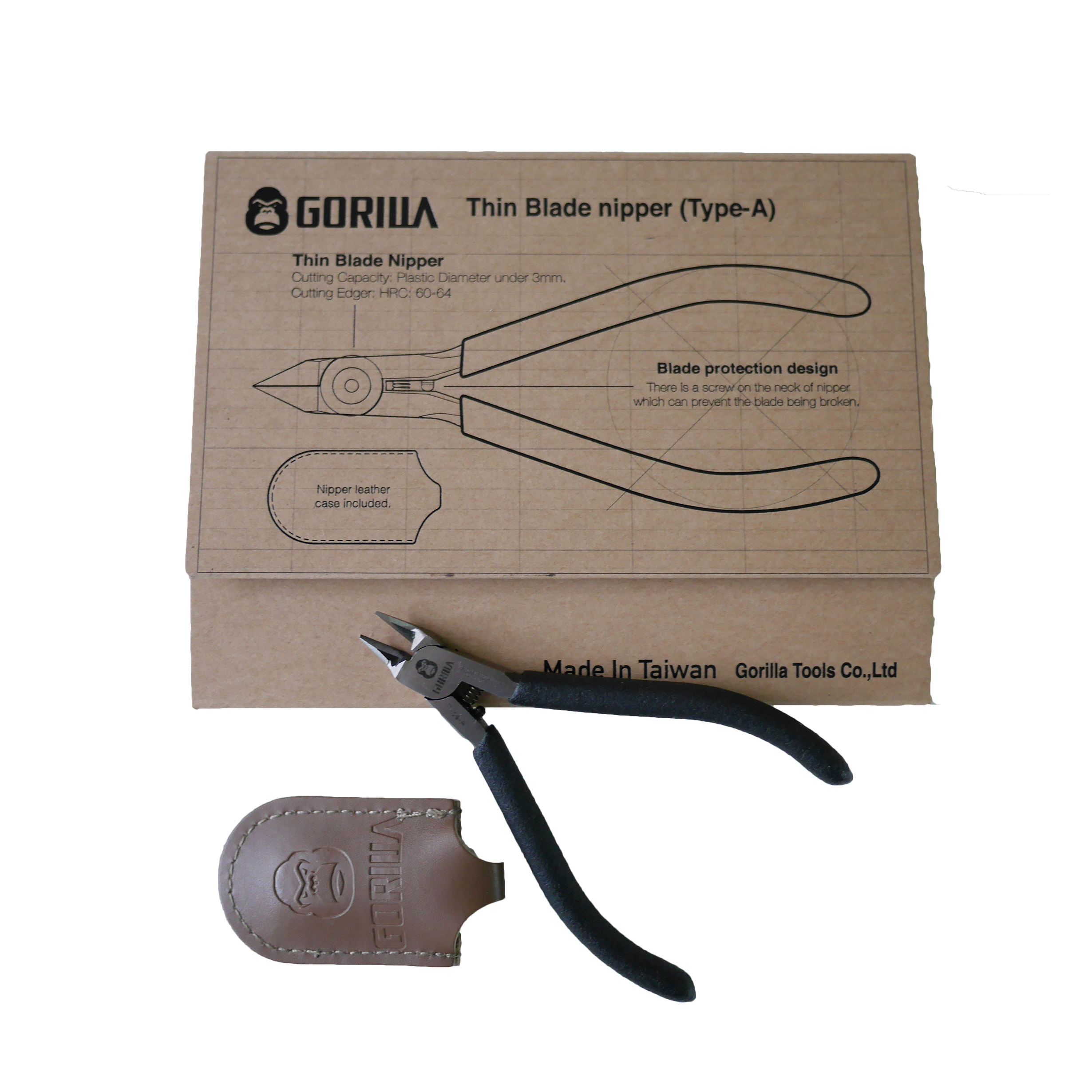 【Gorilla】精密超薄雙刃模型鉗(Type-A)(內附真牛皮鉗套）