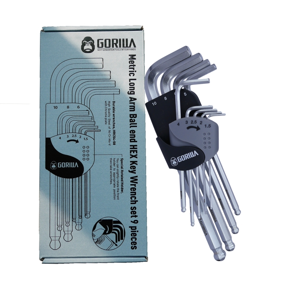 【Gorilla】9in1精密耐用公制六角球頭扳手組