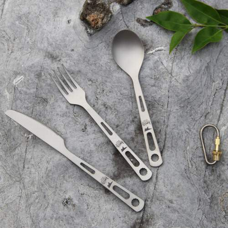Keith 鎧斯 純鈦刀叉湯匙攜帶式環保餐具組 堅固耐用/附帶扣環/抗強酸鹼 51KEITI5310
