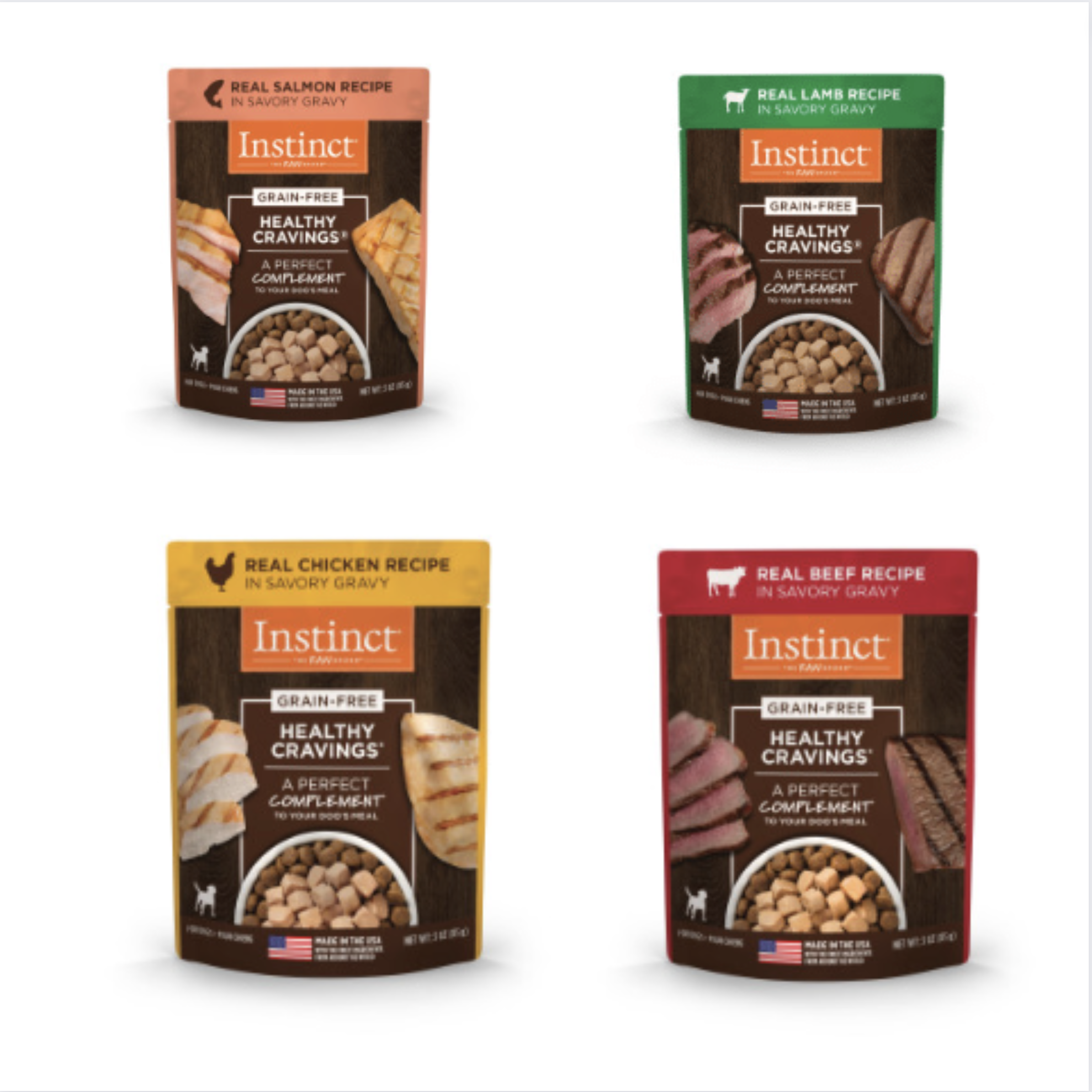 INSTINCT® HEALTHY CRAVINGS無穀物三文魚佐料狗濕糧包（雞肉/牛肉/羊肉/三文魚）