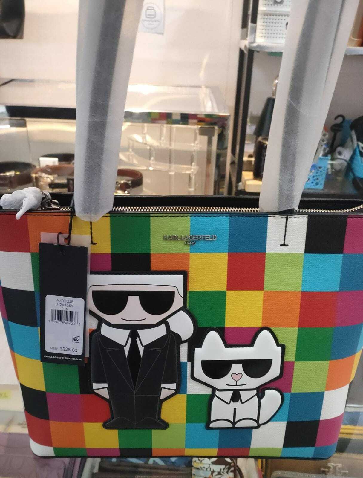 [S] KARL LAGERFELD LH2A46BM MAYBELLE CHOUPETTE TAN TOTE HANDBAG, MULTI COLOR, 194775404238 (SKL161)