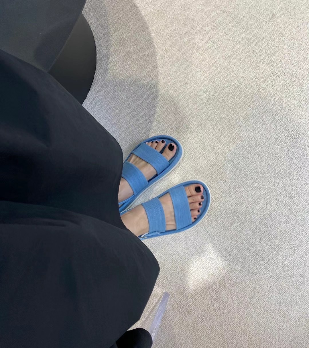 二字寬帶厚底涼鞋