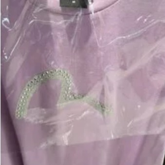 [S] EVISU PEARL HOTFIX HILLS LOOSE FIT SHORT SLEEVE T-SHIRT,LAVENDER, EU2UTS708-LAVENDER (SEV24)