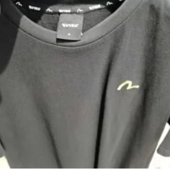 [S] EVISU SMALL LOGO TEE SHIRT,BLACK, EU5UTS923-BLACK (SEV30)