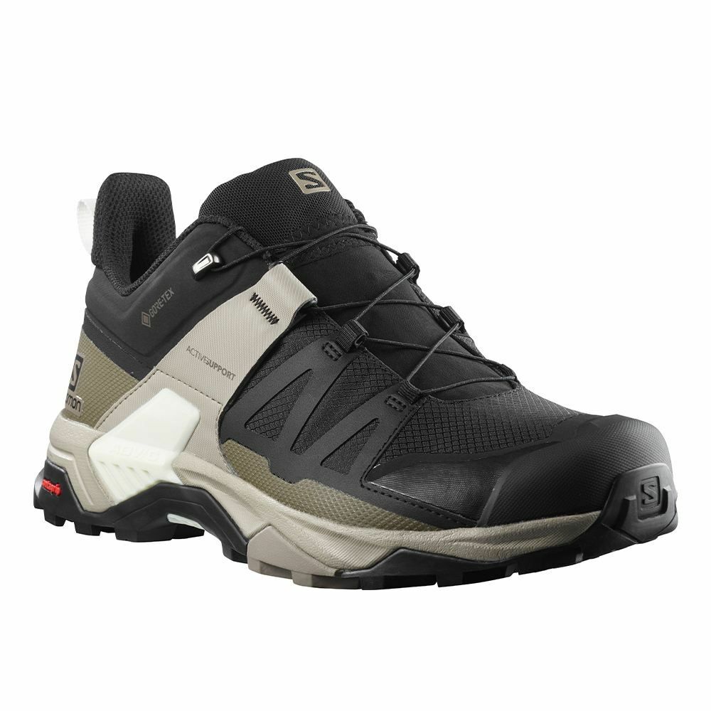 【SALOMON】男 X ULTRA 4 Goretex 低筒登山鞋 黑/復古卡其/香草白-L41288100